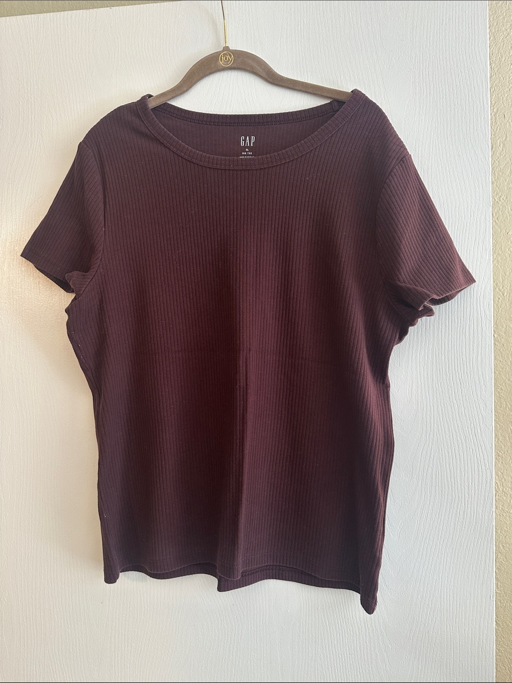 GAP Ribbed Short Sleeve Tee - Burgundy